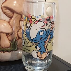 1983 Vintage Harmony Smurf Glass